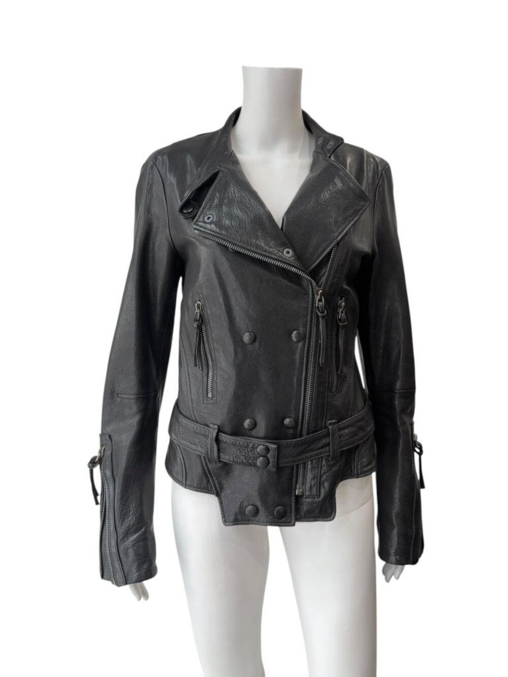 Barbara Bui Black Short Leather Jacket size IT 42/6